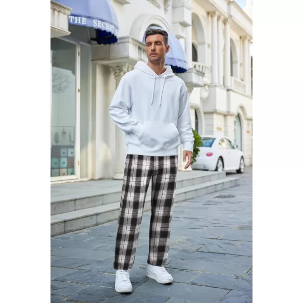 COOFANDY Men's Plaid Casual Pants Soft Cotton Pajama Pants Drawstring Checkered Lounge Sweatpant with Pockets)