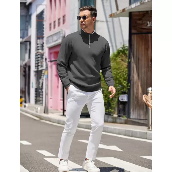 COOFANDY Mens Quarter Zip Pullover Slim Fit Lightweight Knit Pullover Sweaters Casual Polo Sweater