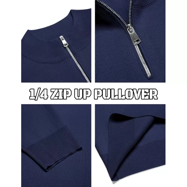 COOFANDY Mens Quarter Zip Pullover Slim Fit Lightweight Knit Pullover Sweaters Casual Polo Sweater