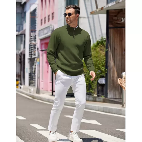 COOFANDY Mens Quarter Zip Pullover Slim Fit Lightweight Knit Pullover Sweaters Casual Polo Sweater