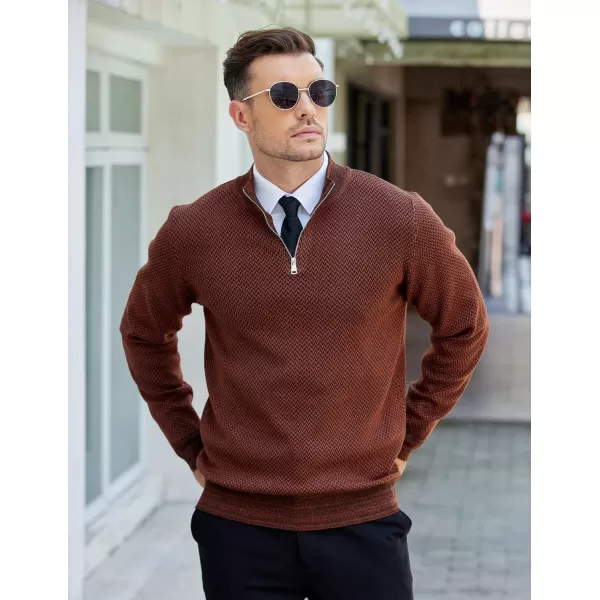 COOFANDY Mens Quarter Zip Pullover Slim Fit Lightweight Knit Pullover Sweaters Casual Polo Sweater