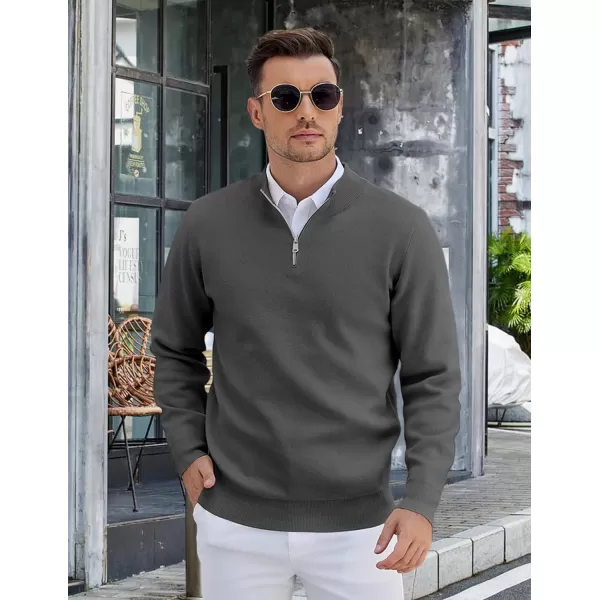 COOFANDY Mens Quarter Zip Pullover Slim Fit Lightweight Knit Pullover Sweaters Casual Polo Sweater