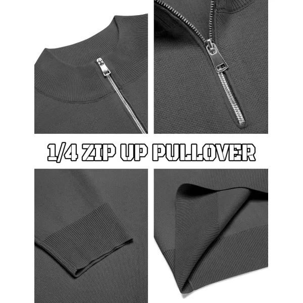 COOFANDY Mens Quarter Zip Pullover Slim Fit Lightweight Knit Pullover Sweaters Casual Polo Sweater