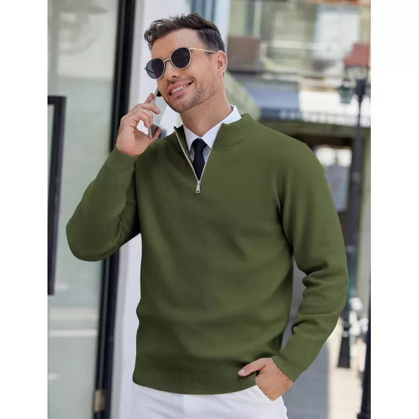 COOFANDY Mens Quarter Zip Pullover Slim Fit Lightweight Knit Pullover Sweaters Casual Polo Sweater