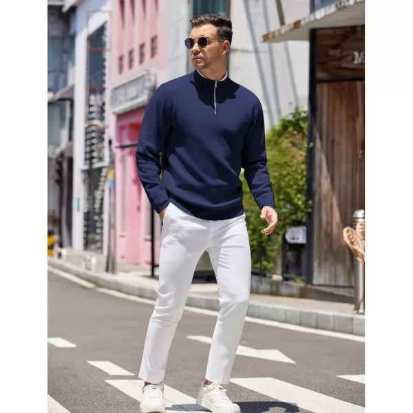 COOFANDY Mens Quarter Zip Pullover Slim Fit Lightweight Knit Pullover Sweaters Casual Polo Sweater