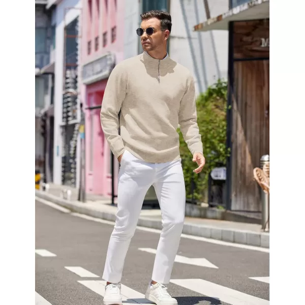 COOFANDY Mens Quarter Zip Pullover Slim Fit Lightweight Knit Pullover Sweaters Casual Polo Sweater