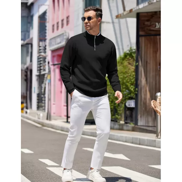 COOFANDY Mens Quarter Zip Pullover Slim Fit Lightweight Knit Pullover Sweaters Casual Polo Sweater