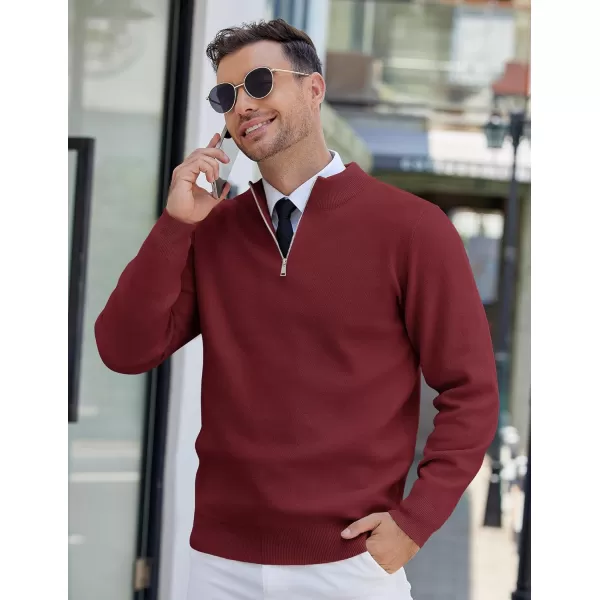 COOFANDY Mens Quarter Zip Pullover Slim Fit Lightweight Knit Pullover Sweaters Casual Polo Sweater