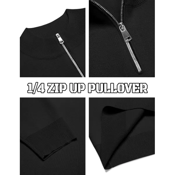 COOFANDY Mens Quarter Zip Pullover Slim Fit Lightweight Knit Pullover Sweaters Casual Polo Sweater