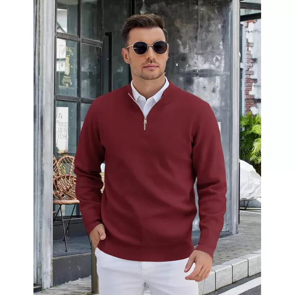 COOFANDY Mens Quarter Zip Pullover Slim Fit Lightweight Knit Pullover Sweaters Casual Polo Sweater