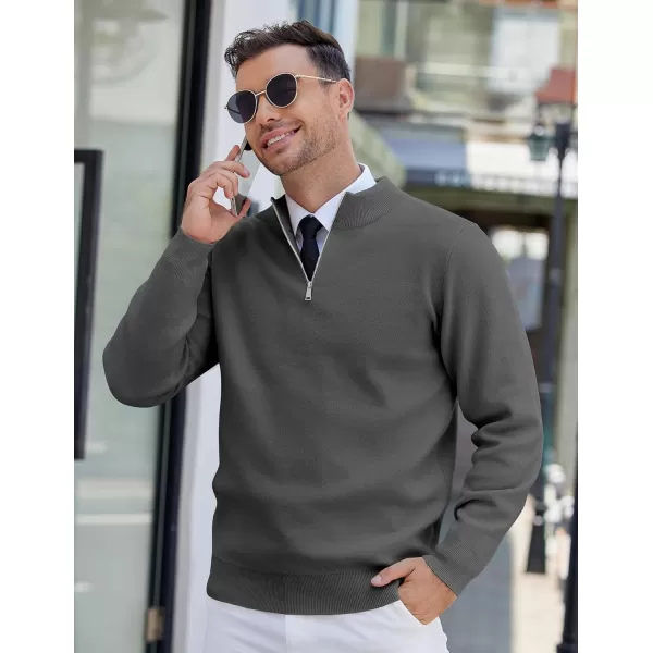 COOFANDY Mens Quarter Zip Pullover Slim Fit Lightweight Knit Pullover Sweaters Casual Polo Sweater