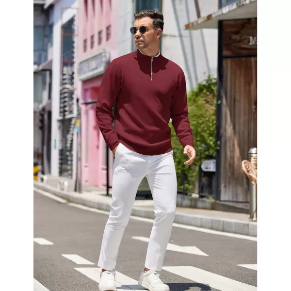 COOFANDY Mens Quarter Zip Pullover Slim Fit Lightweight Knit Pullover Sweaters Casual Polo Sweater