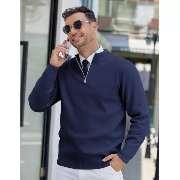 COOFANDY Mens Quarter Zip Pullover Slim Fit Lightweight Knit Pullover Sweaters Casual Polo Sweater