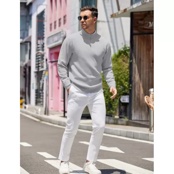 COOFANDY Mens Quarter Zip Pullover Slim Fit Lightweight Knit Pullover Sweaters Casual Polo Sweater