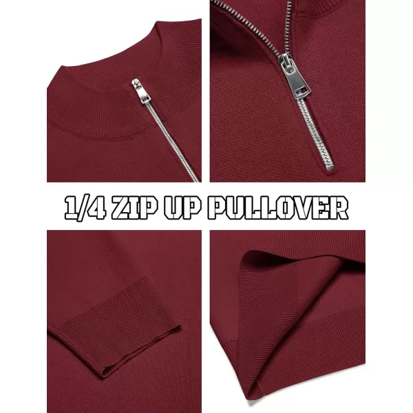 COOFANDY Mens Quarter Zip Pullover Slim Fit Lightweight Knit Pullover Sweaters Casual Polo Sweater
