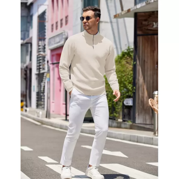COOFANDY Mens Quarter Zip Pullover Slim Fit Lightweight Knit Pullover Sweaters Casual Polo Sweater