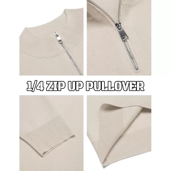 COOFANDY Mens Quarter Zip Pullover Slim Fit Lightweight Knit Pullover Sweaters Casual Polo Sweater