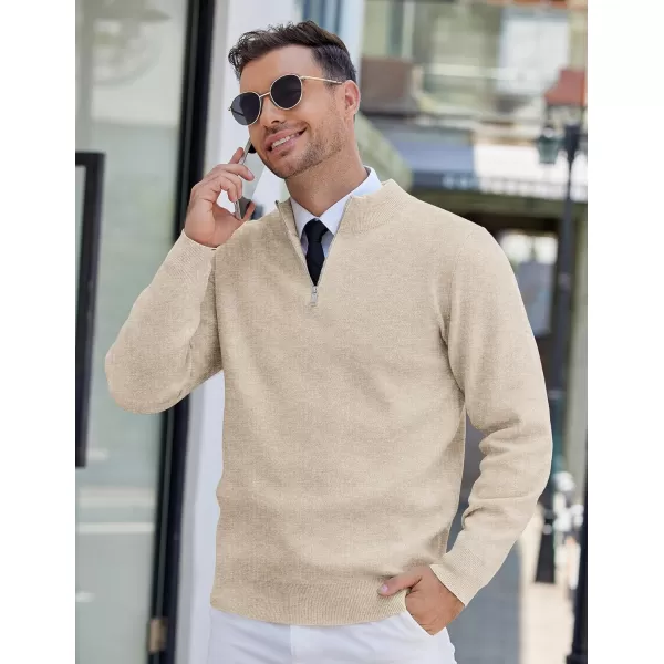 COOFANDY Mens Quarter Zip Pullover Slim Fit Lightweight Knit Pullover Sweaters Casual Polo Sweater