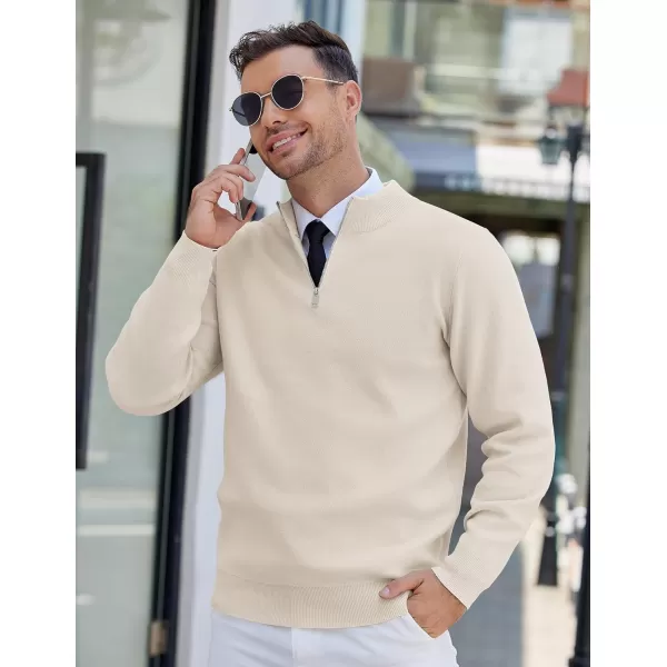 COOFANDY Mens Quarter Zip Pullover Slim Fit Lightweight Knit Pullover Sweaters Casual Polo Sweater