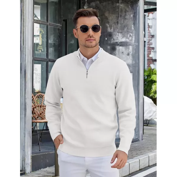 COOFANDY Mens Quarter Zip Pullover Slim Fit Lightweight Knit Pullover Sweaters Casual Polo Sweater