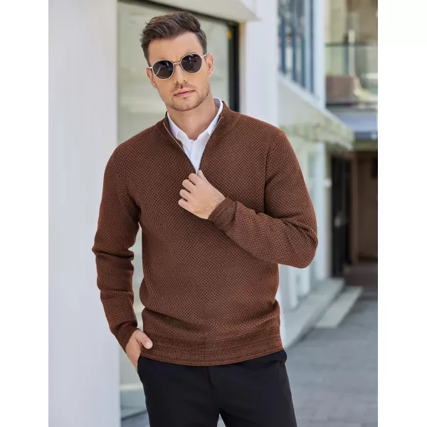 COOFANDY Mens Quarter Zip Pullover Slim Fit Lightweight Knit Pullover Sweaters Casual Polo Sweater