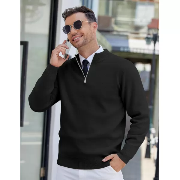 COOFANDY Mens Quarter Zip Pullover Slim Fit Lightweight Knit Pullover Sweaters Casual Polo Sweater