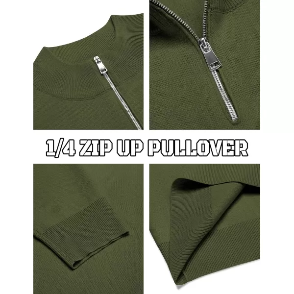 COOFANDY Mens Quarter Zip Pullover Slim Fit Lightweight Knit Pullover Sweaters Casual Polo Sweater