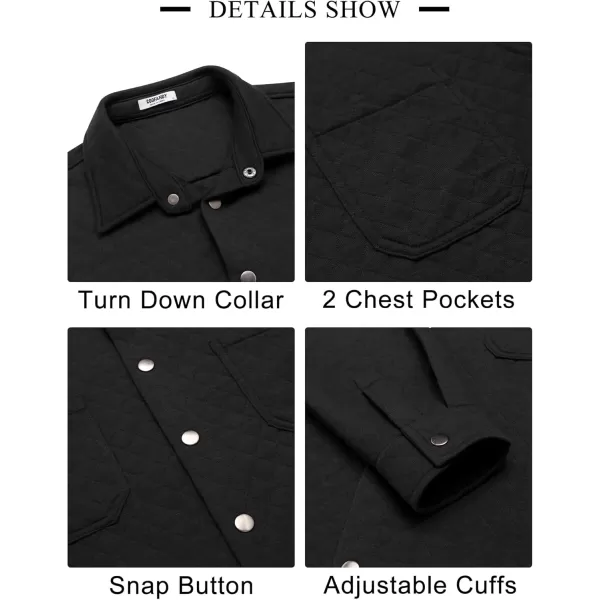 COOFANDY Mens Shacket Long Sleeve Shirt Jacket with Pockets Lightweight Quilted Overshirt