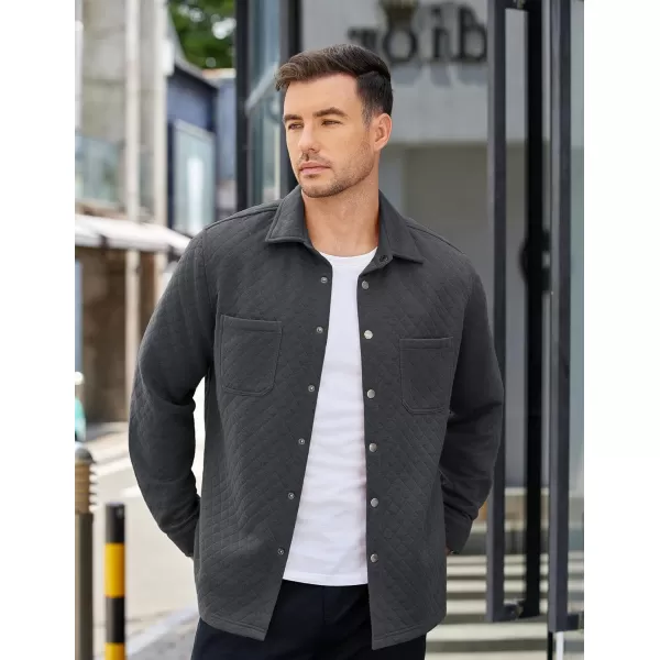 COOFANDY Mens Shacket Long Sleeve Shirt Jacket with Pockets Lightweight Quilted Overshirt