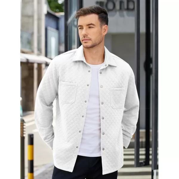 COOFANDY Mens Shacket Long Sleeve Shirt Jacket with Pockets Lightweight Quilted Overshirt