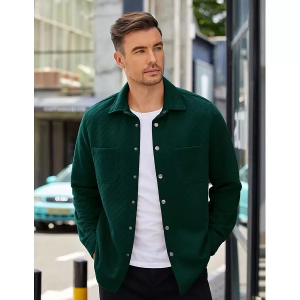 COOFANDY Mens Shacket Long Sleeve Shirt Jacket with Pockets Lightweight Quilted Overshirt
