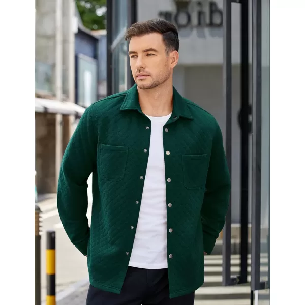 COOFANDY Mens Shacket Long Sleeve Shirt Jacket with Pockets Lightweight Quilted Overshirt