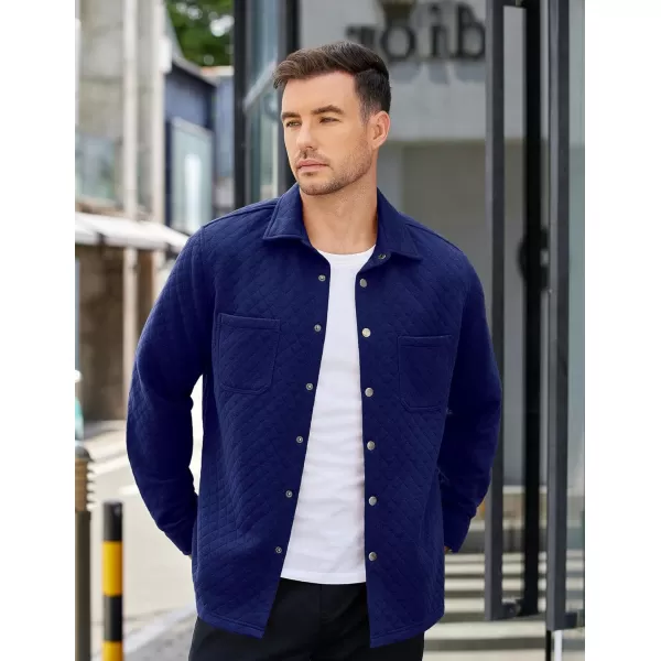 COOFANDY Mens Shacket Long Sleeve Shirt Jacket with Pockets Lightweight Quilted Overshirt
