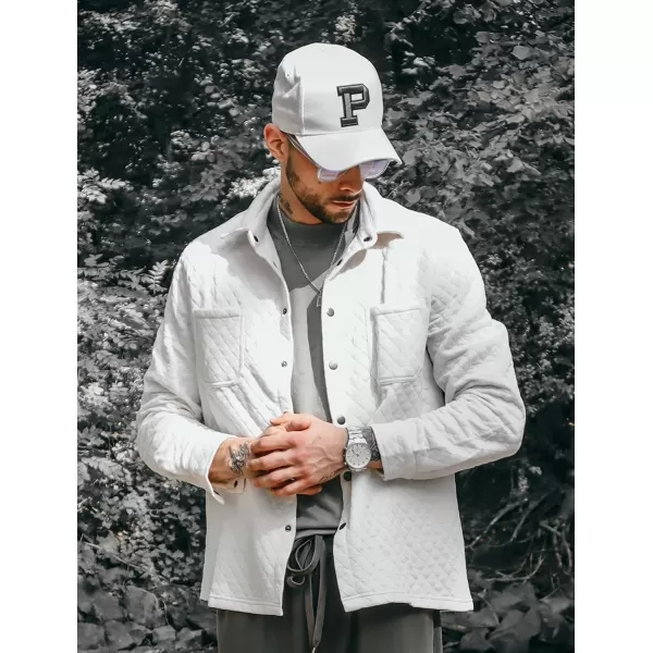 COOFANDY Mens Shacket Long Sleeve Shirt Jacket with Pockets Lightweight Quilted Overshirt