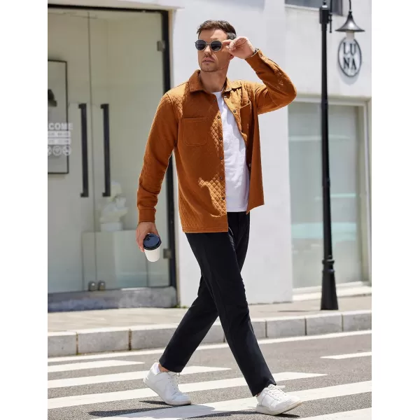 COOFANDY Mens Shacket Long Sleeve Shirt Jacket with Pockets Lightweight Quilted Overshirt