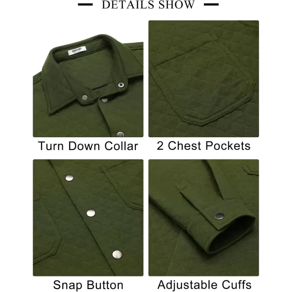 COOFANDY Mens Shacket Long Sleeve Shirt Jacket with Pockets Lightweight Quilted Overshirt