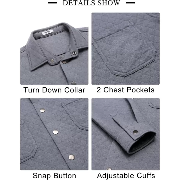COOFANDY Mens Shacket Long Sleeve Shirt Jacket with Pockets Lightweight Quilted Overshirt