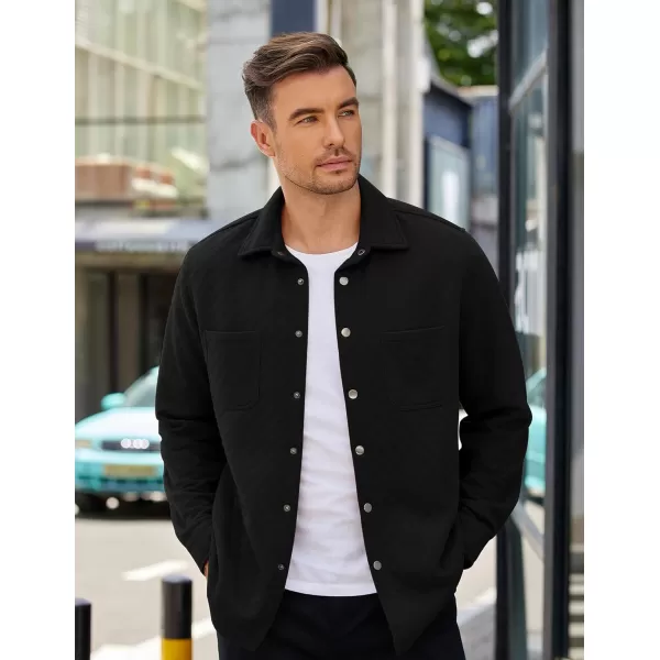 COOFANDY Mens Shacket Long Sleeve Shirt Jacket with Pockets Lightweight Quilted Overshirt