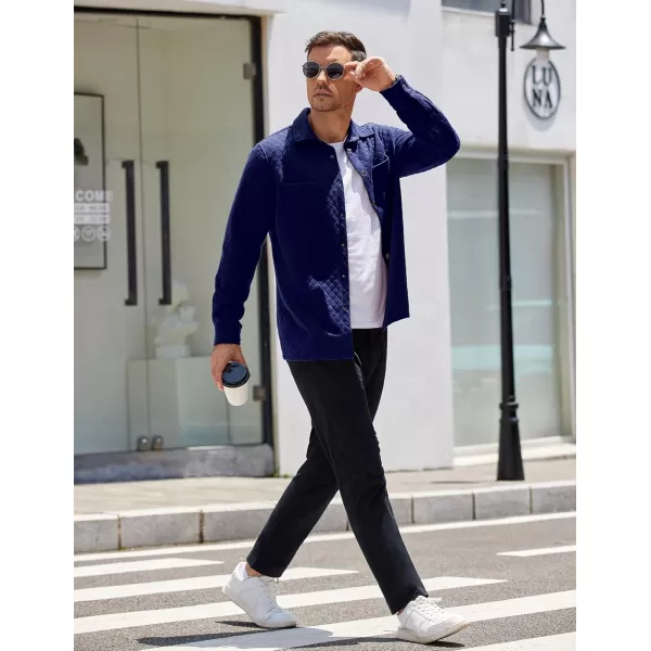 COOFANDY Mens Shacket Long Sleeve Shirt Jacket with Pockets Lightweight Quilted Overshirt