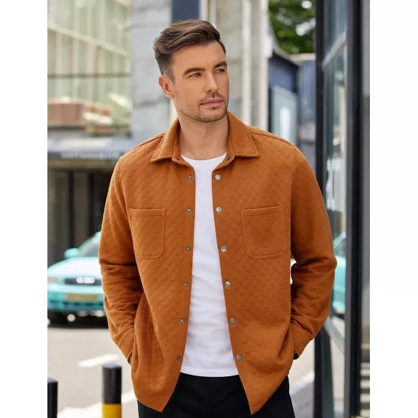COOFANDY Mens Shacket Long Sleeve Shirt Jacket with Pockets Lightweight Quilted Overshirt