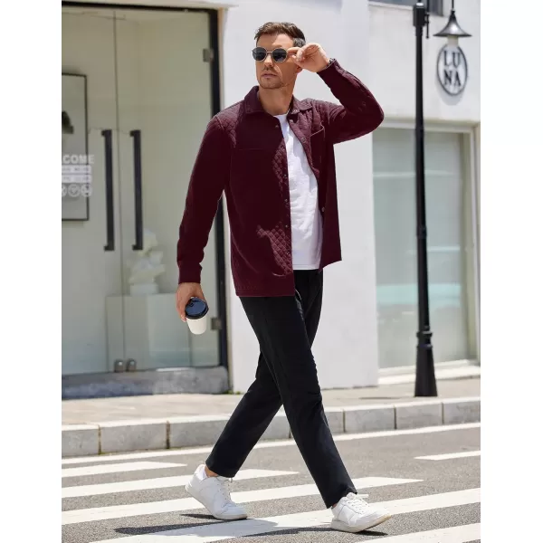 COOFANDY Mens Shacket Long Sleeve Shirt Jacket with Pockets Lightweight Quilted Overshirt