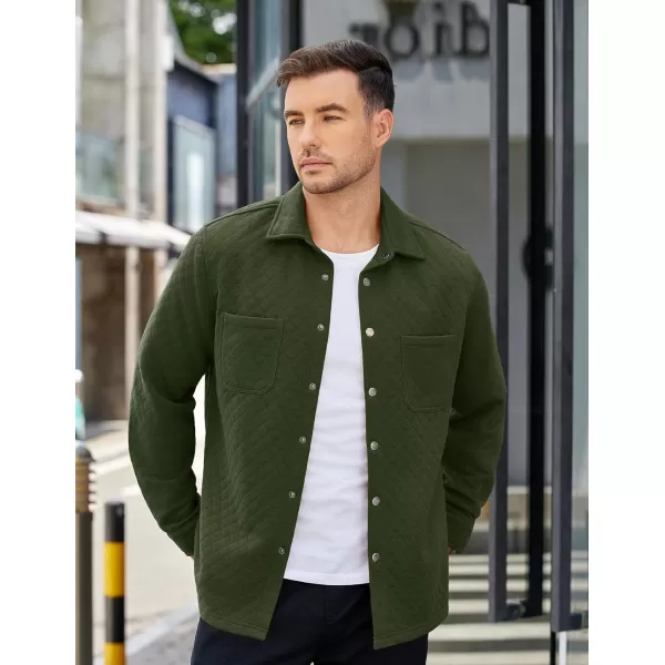 COOFANDY Mens Shacket Long Sleeve Shirt Jacket with Pockets Lightweight Quilted Overshirt