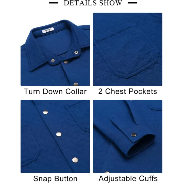 COOFANDY Mens Shacket Long Sleeve Shirt Jacket with Pockets Lightweight Quilted Overshirt
