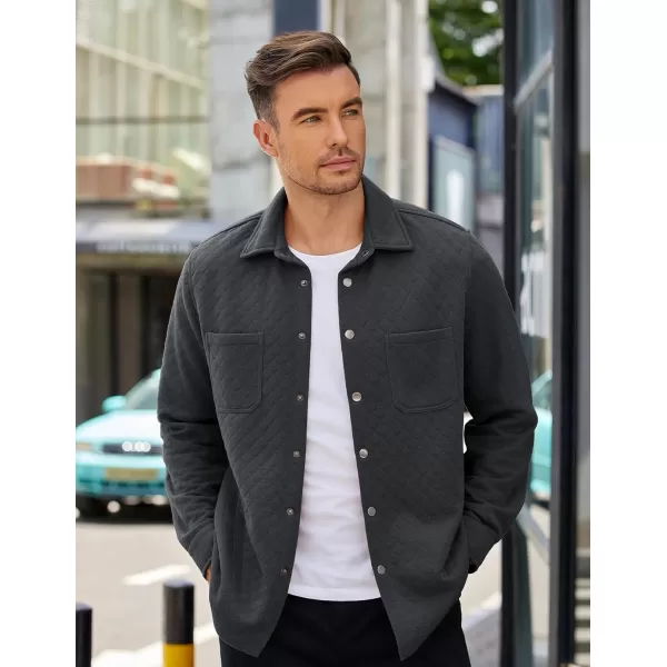 COOFANDY Mens Shacket Long Sleeve Shirt Jacket with Pockets Lightweight Quilted Overshirt