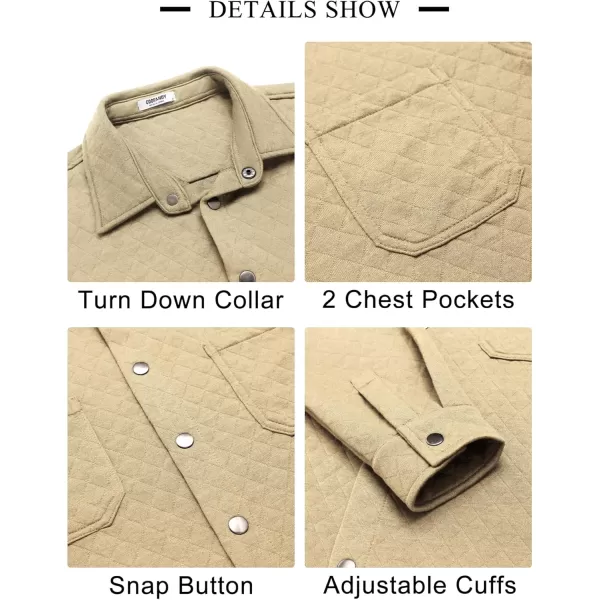 COOFANDY Mens Shacket Long Sleeve Shirt Jacket with Pockets Lightweight Quilted Overshirt