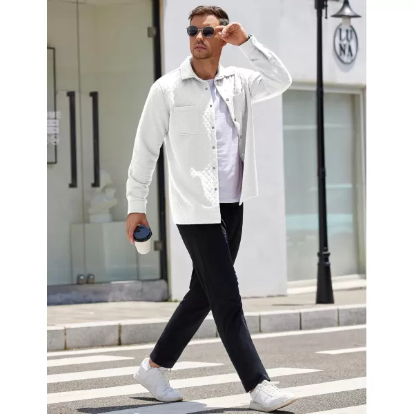COOFANDY Mens Shacket Long Sleeve Shirt Jacket with Pockets Lightweight Quilted Overshirt