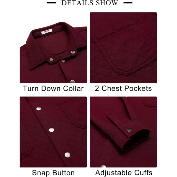 COOFANDY Mens Shacket Long Sleeve Shirt Jacket with Pockets Lightweight Quilted Overshirt