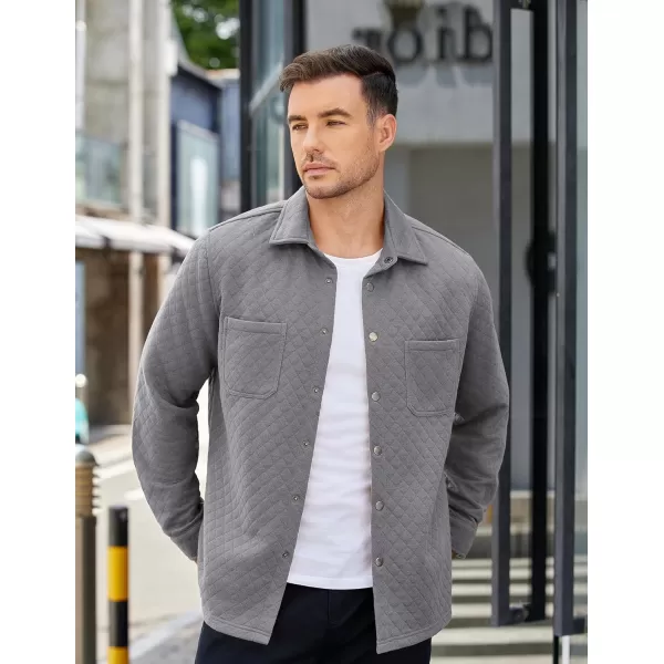 COOFANDY Mens Shacket Long Sleeve Shirt Jacket with Pockets Lightweight Quilted Overshirt