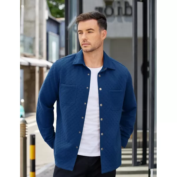 COOFANDY Mens Shacket Long Sleeve Shirt Jacket with Pockets Lightweight Quilted Overshirt