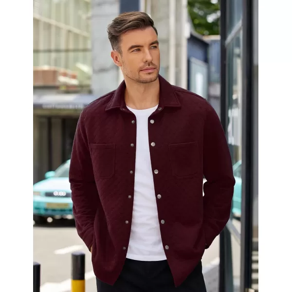 COOFANDY Mens Shacket Long Sleeve Shirt Jacket with Pockets Lightweight Quilted Overshirt